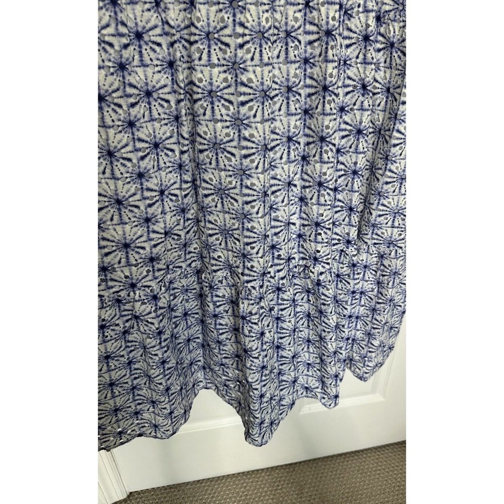 Soft Surroundings Kyoto Embroidered White Blue Eyelet‎ Tiered Maxi Dress Sz PXL - Picture 6 of 12